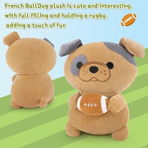 Achwishap French Bulldog Plush Pillow with Rugby 14 Inch Cute Stuffed Animal