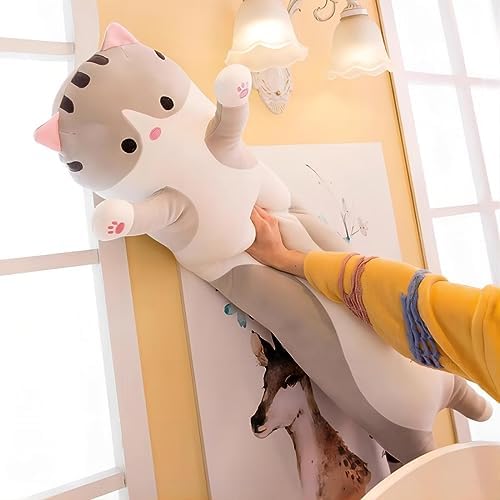Yeqivo Long Plush Cat Pillow Grey 70CM