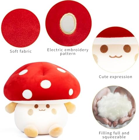 Nuokin 12 Inch Cute Mushroom Plush Pillow Toy