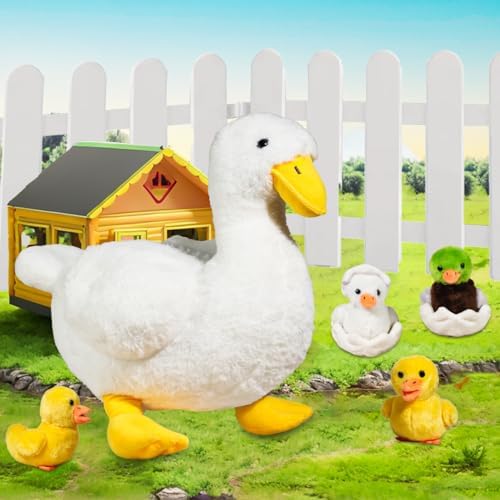 7-in-1 Funny Duck Plush Toy with Zippered Belly