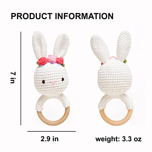 Bunny Rattles Toy for Toddlers Handmade Woolen with Safety Testing