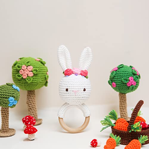 Bunny Rattles Toy for Toddlers Handmade Woolen with Safety Testing