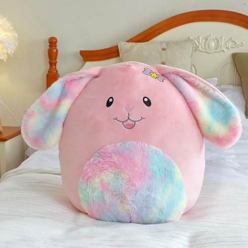 20-Inch Bunny Plush Pillow with Rainbow Belly