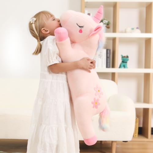32 Inch Super Soft Pink Unicorn Plush Pillow