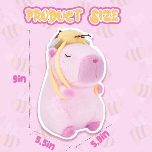 Capybara Plush Toy with Bee Backpack 9 Inch