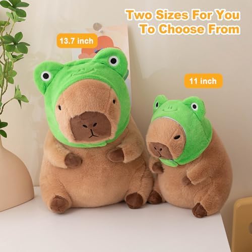 Ditucu Capybara Plush Pillow with Frog Hat