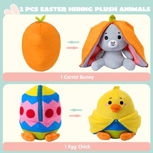 JOYIN 2 PCS Easter Plush Hiding Bunny Chick