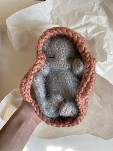 Fluffy Sleeping Kitten Grey Toy for Toddlers
