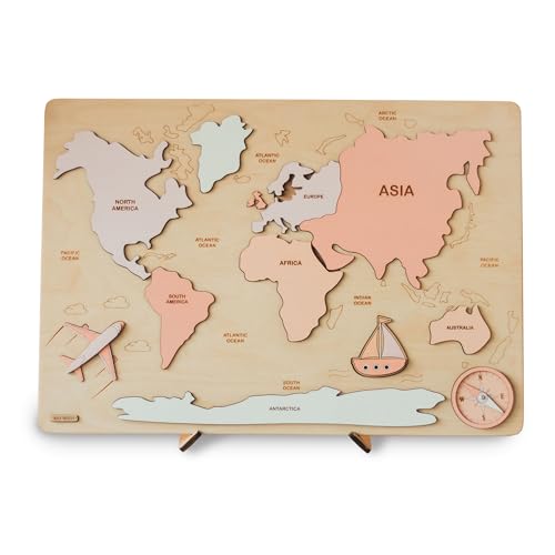 Kids Wooden World Map Puzzle Montessori Toy 1