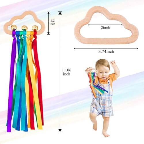 FPVERA Rainbow Wooden Rattle Toy Set 2PCS