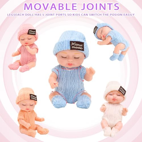 4 Inch Realistic Baby Dolls with Animal Clothes 4PCS
