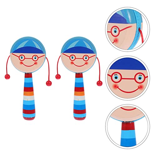 DECHOUS Hand Wooden Rattle Toy 2pcs Baby Development