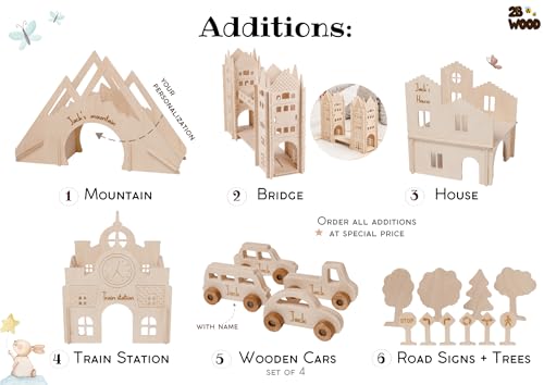 Personalized Wooden Car Track for Kids - XL Toddler Race Track Toy