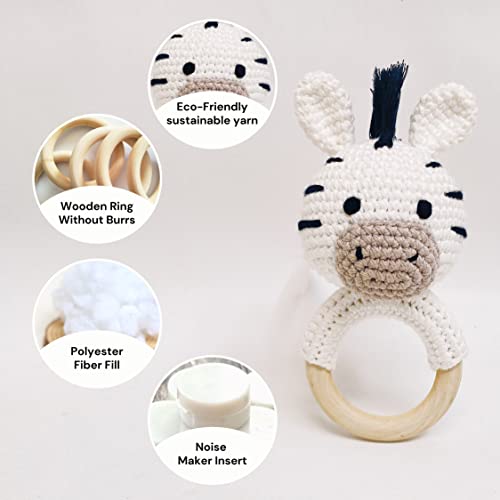 Bunny Zebra Toy Safe Soft Handmade Rattle for Toddlers