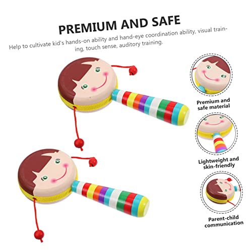 2pcs Musical Wooden Rattle for Babies with Soft Edges