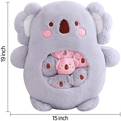 Kawaii Koala Plush Pillow Toy Set - 6 Fluffy Koala Stuffed Animals