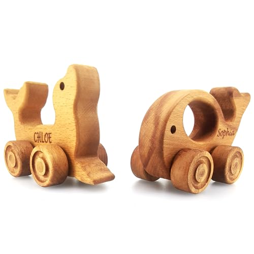 Personalized Wooden Animal Push Toy for Baby