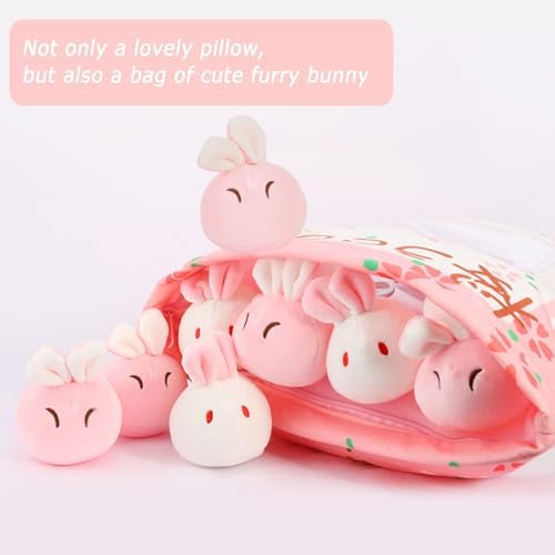 JILPAK Cute Bunny Plush Pillow with 8 Dolls