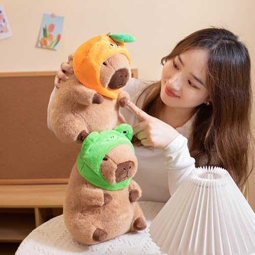 Ditucu Capybara Plush Pillow with Frog Hat