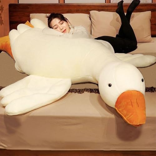 Giant White Goose Plush Pillow - 51 in Soft Furry Hugging Toy 1
