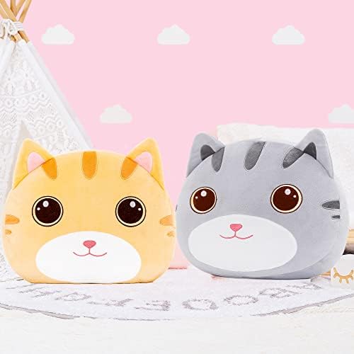 Cat Plush Pillow Toy for Kids Gray 15 Inches