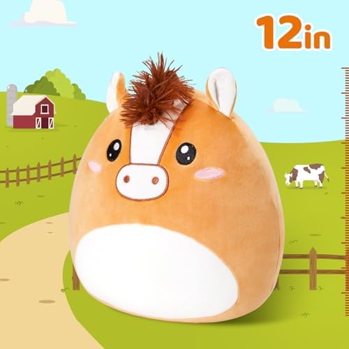 Athionsu 12-Inch Plush Horse Pillow Cuddly Toy