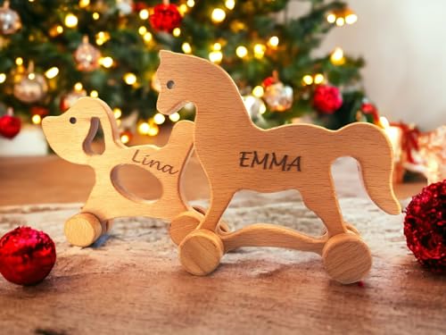 Personalized Wooden Animal Push Toy Set for Kids