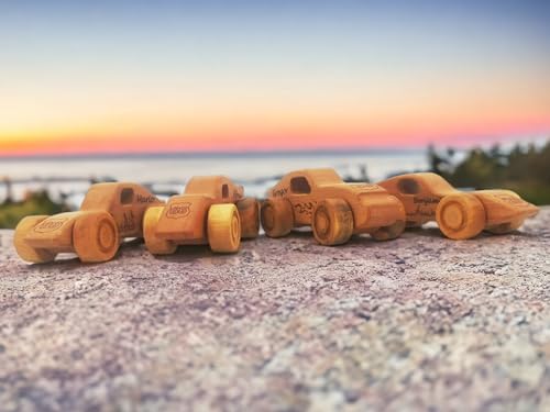 Personalized 4 Pcs Wooden Toy Cars For Toddlers 1-3