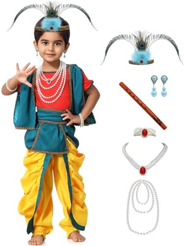 Ezuwail Krishna Costume for Baby Boy with Dhoti and Kurta Set