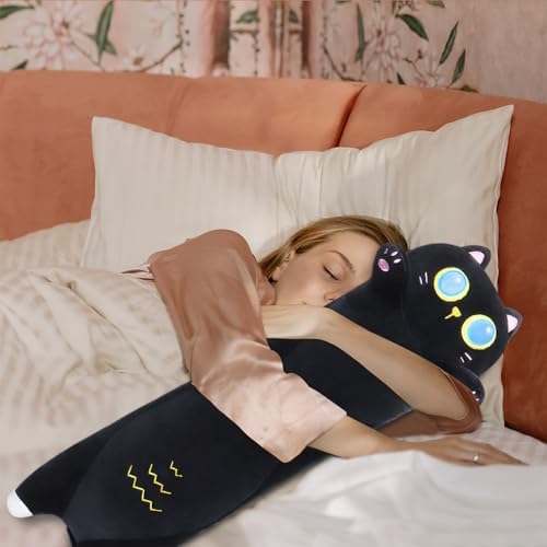 Sprinqdawin Long Black Cat Plush Pillow 355 Cuddly Weighted Stuffed Animal