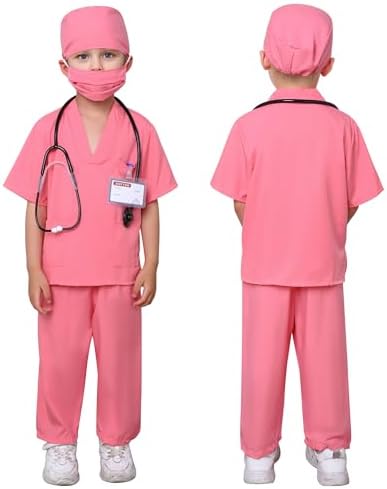 WooHand 6Pcs Doctor Costume for Kids Halloween Dress Up Playset