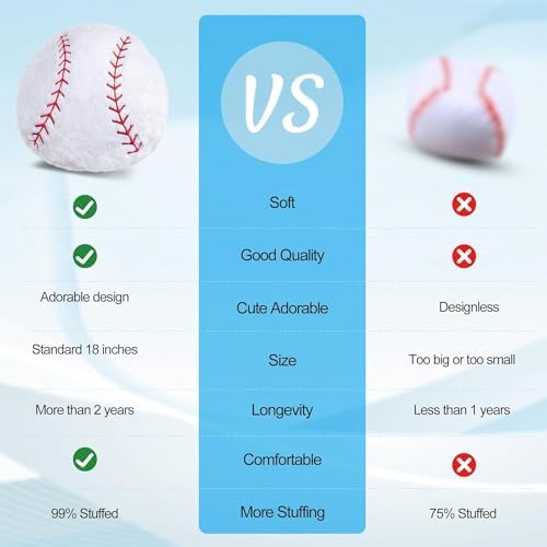 CatchStar Baseball Plush Pillow for Boys 8-12