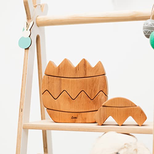 Personalized Wooden Bunny Stacker Egg Toy for Toddler