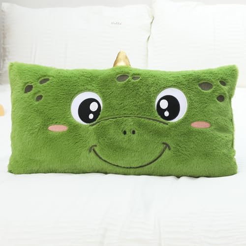 Snugtown Dinosaur Plush Lumbar Pillow - 12x24 Inches Green