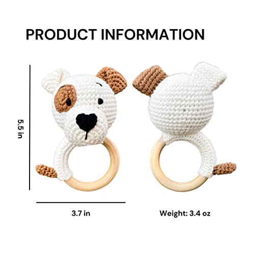 Bunny Rattles Toy for Babies Handmade Woolen Rattle with Safe Wood