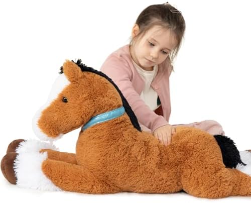MaoGoLan 33-Inch Brown Plush Horse Pillow Toy
