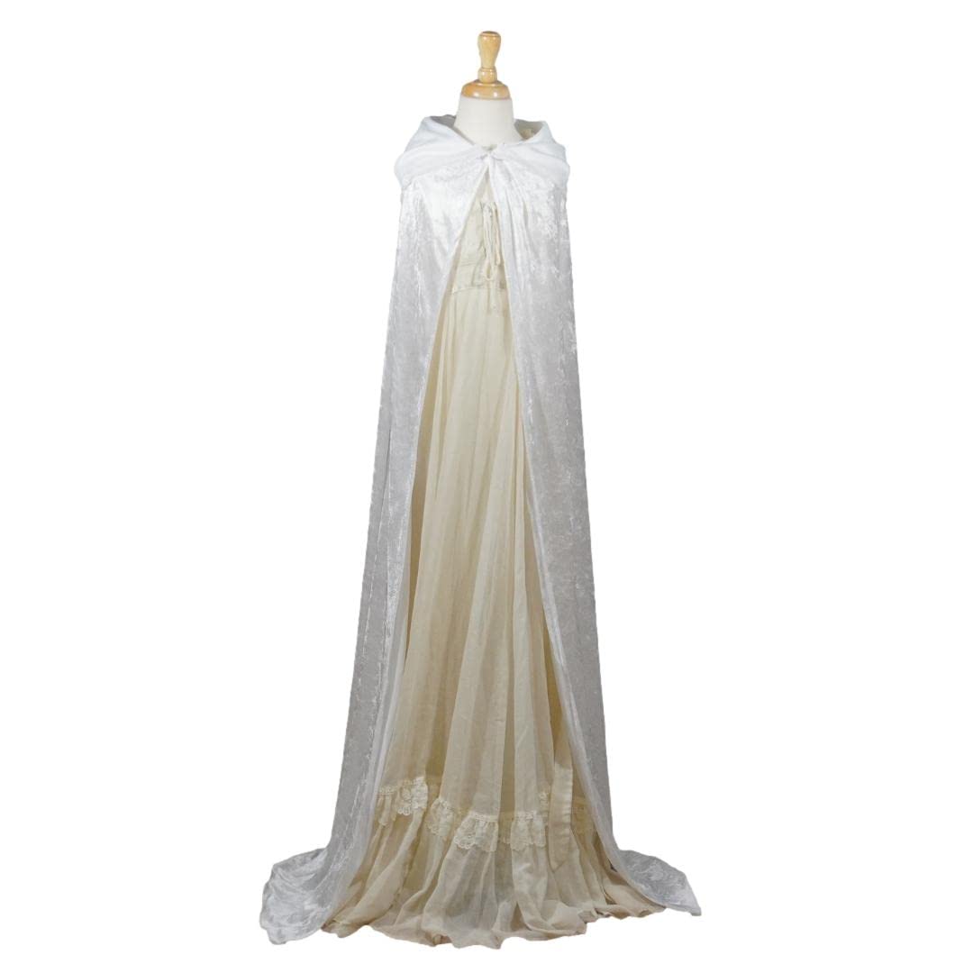 White Crushed Velvet Full Length Cape for All Ages