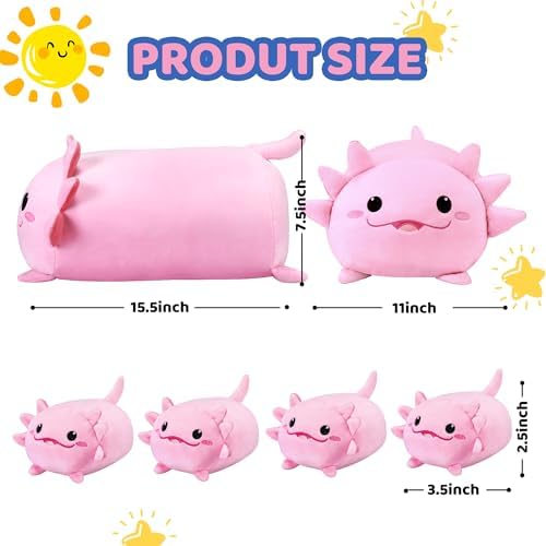 YIIQUWEN Axolotl Plush Family Set with 4 Baby Pillows