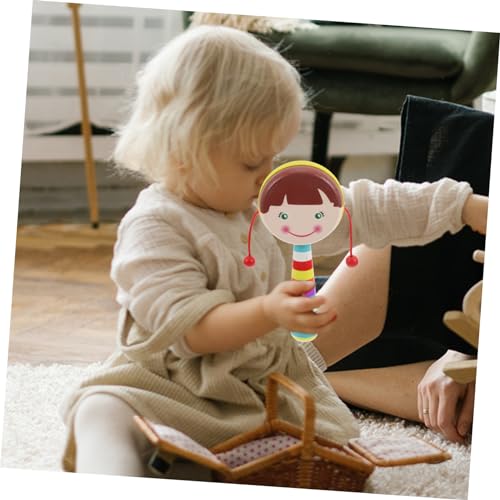 Toddmomy 2pcs Cartoon Design Wooden Rattle