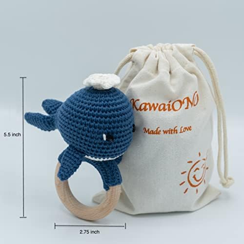 Handmade Cotton Crochet Blue Whale Rattle