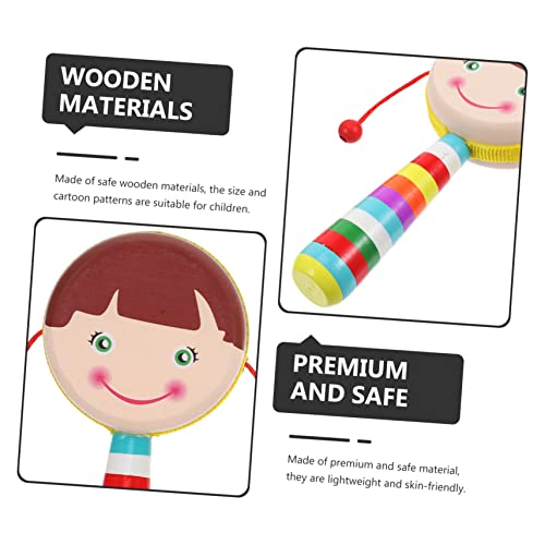 Toddmomy 2pcs Cartoon Design Wooden Rattle