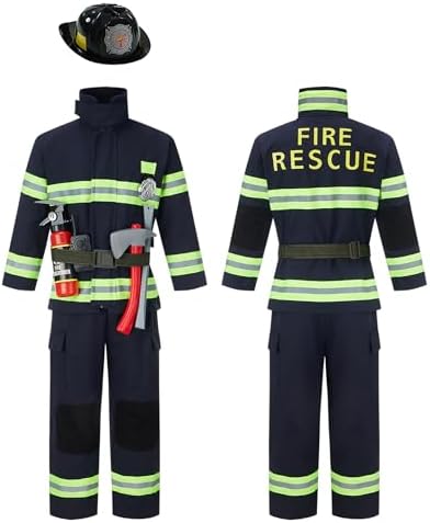 Kosgraiy Kids Firefighter Costume with 9pcs Accessories