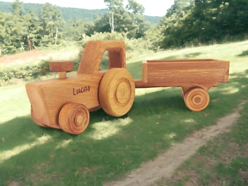 Personalized Wooden Tractor Toy For Boys - Farm Playset