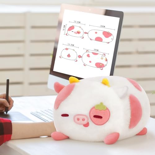 Strawberry Cow Plush Pillow - 8 Inch Cute Stuffed Animal