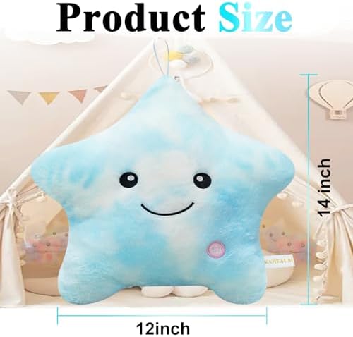 LED Star Pillow for Kids Night Light Plush Decor