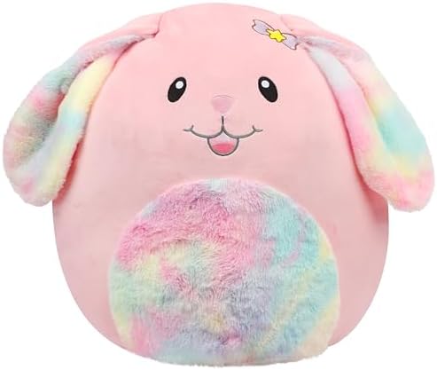 20-Inch Bunny Plush Pillow with Rainbow Belly