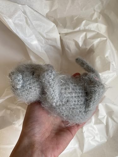 Fluffy Sleeping Kitten Grey Toy Crib Safe Crochet Kitten