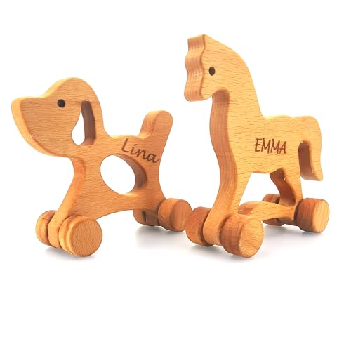 Personalized Wooden Animal Push Toy Set for Kids