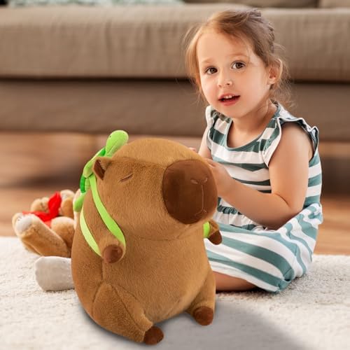 Capybara Plush Stuffed Animal with Turtle Backpack 9 Inch