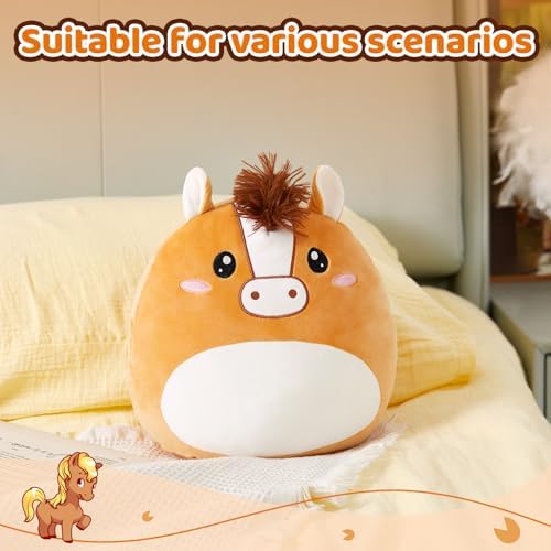 Athionsu 12-Inch Plush Horse Pillow Cuddly Toy